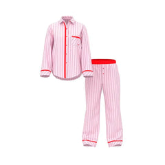 Set de Pijama Largo Franela Lineas Rojas