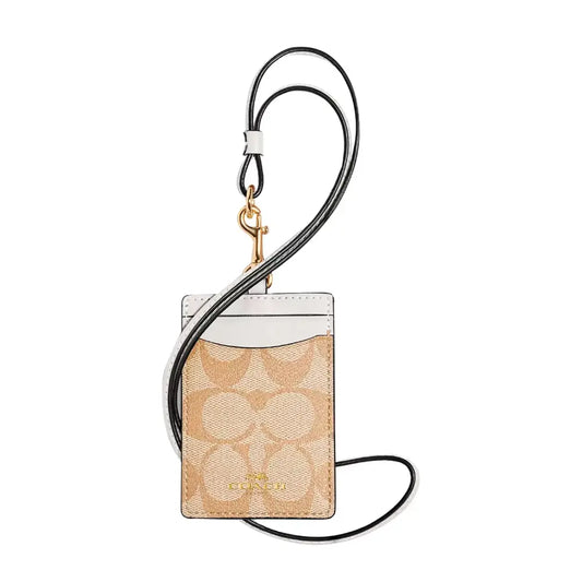 Tarjetero Coach Id Landyard Canvas Ligh Khaki chalk