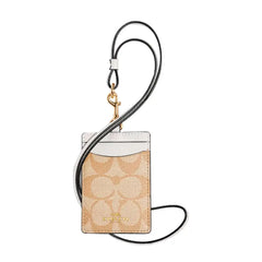 Tarjetero Coach Id Landyard Canvas Ligh Khaki chalk