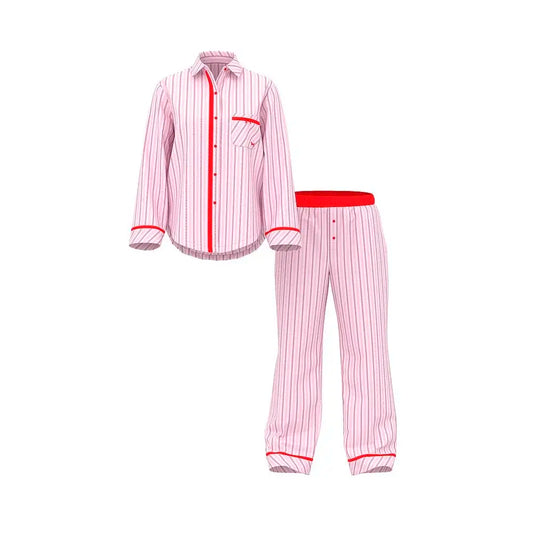 Set de Pijama Largo Franela Lineas Rojas