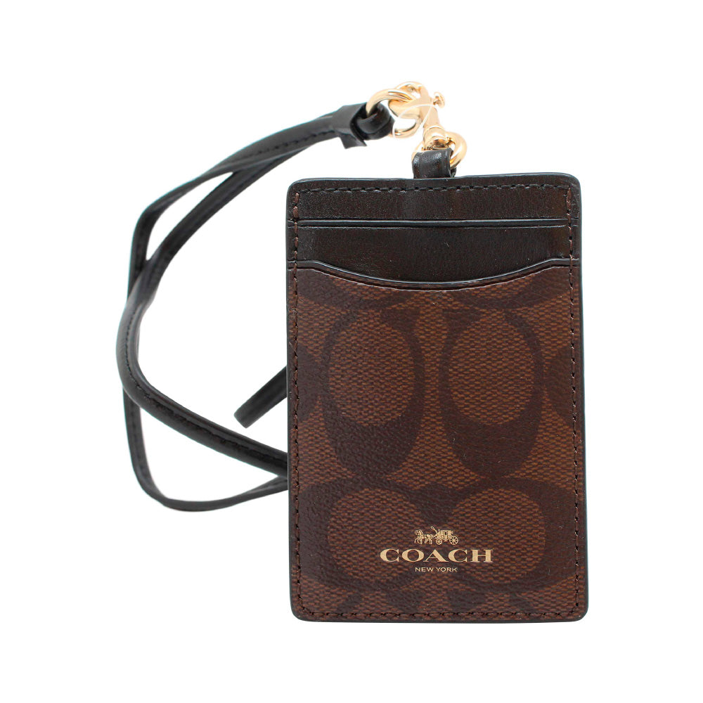 Tarjetero Coach Id Lanyard Color Café
