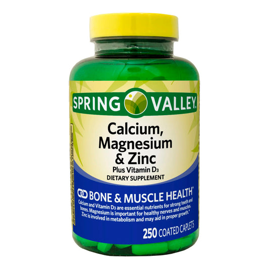 Calcium, Magnesium & Zinc Spring Valley 250 Capsulas recubiertas