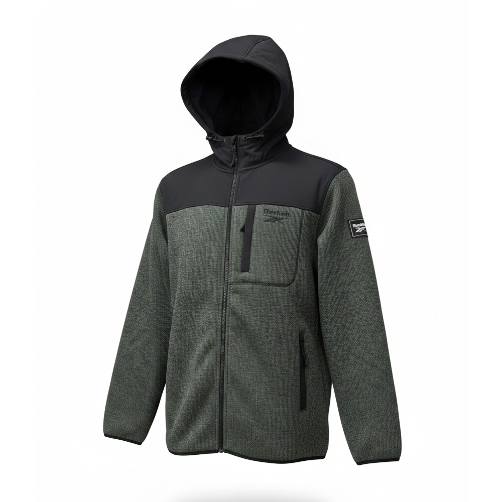 Chamarra Gris con Negro Reebok con gorro