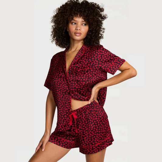 Pijama Corazones Rojo de Satin - Victoria´s Secret