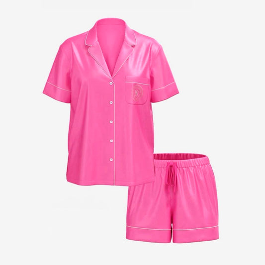 Pijama Corta Rosa de Satin
