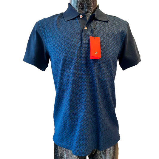 Playera Tipo Polo Carolina Herrera Azul con textura
